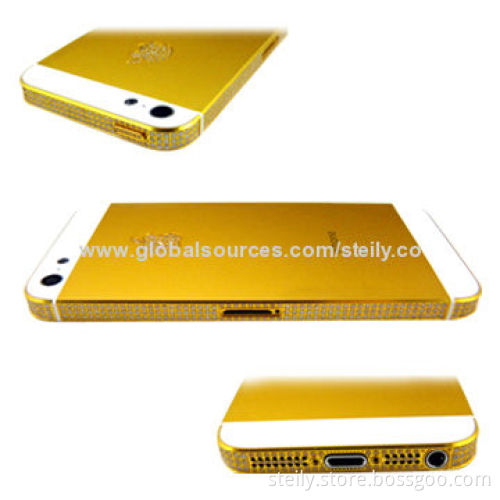 Back cover housing with diamond replacement, with small accessories, for iPhone 5 gold